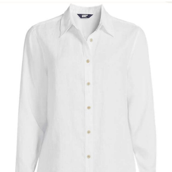 Lands' End Classic Linen White Shirt - Picture 1 of 9